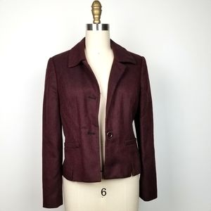 Ann Taylor Burgandy Wool Blazer Size 4